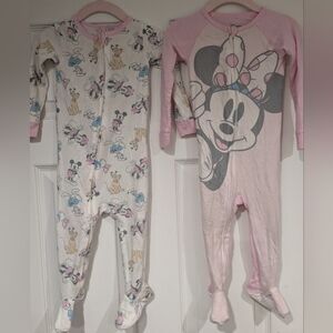 Disney Minnie mouse onesie fitted pajamas set with grippy feet, size 12.